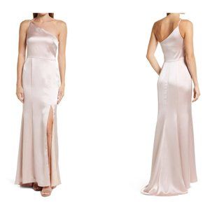 Amsale Kaia Satin Dress (GB132S) in Champagne